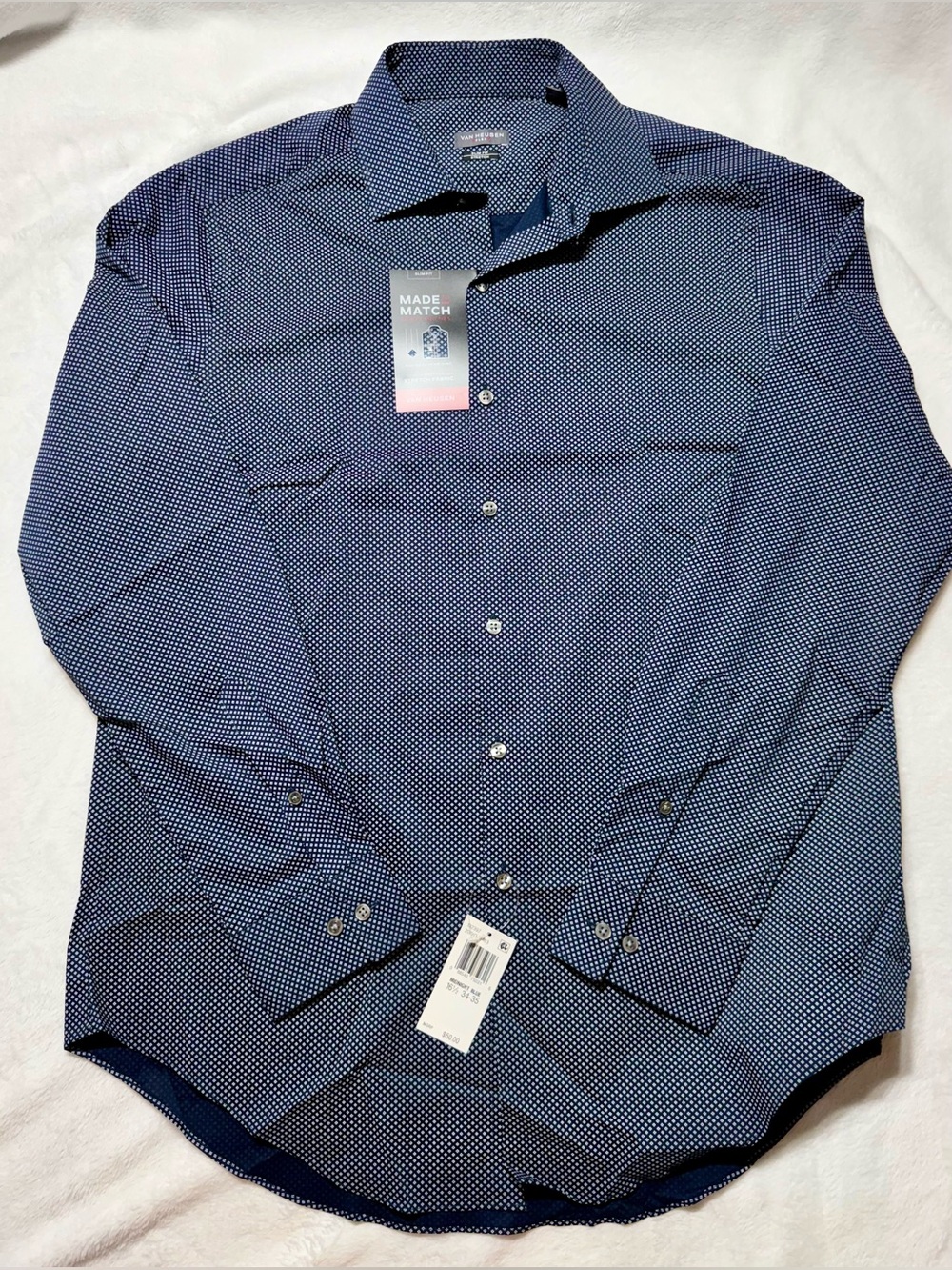 Van Heusen Stretch Slim Fit Stretch Dress Shirt Blue Size 16.5 34/35